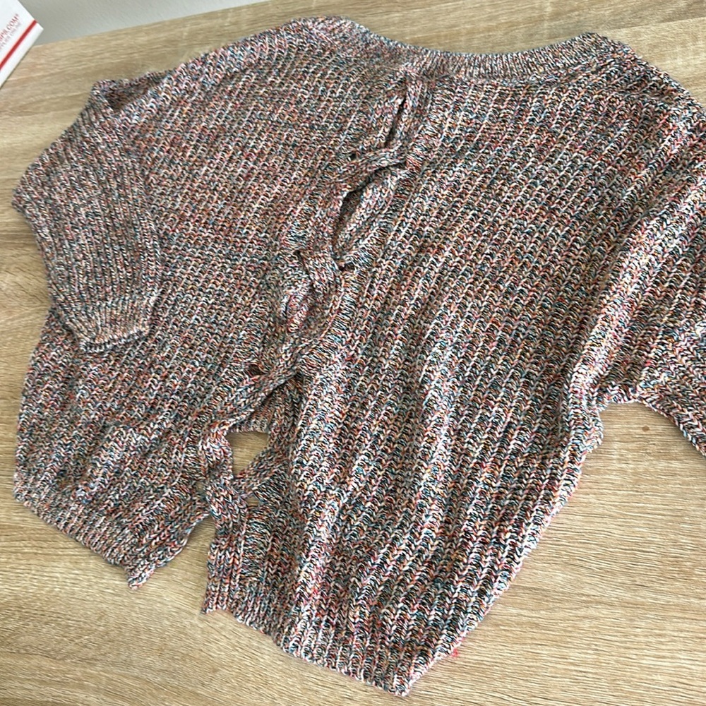 Express Multicolor Cable Knit Cutout Sweater - image 5